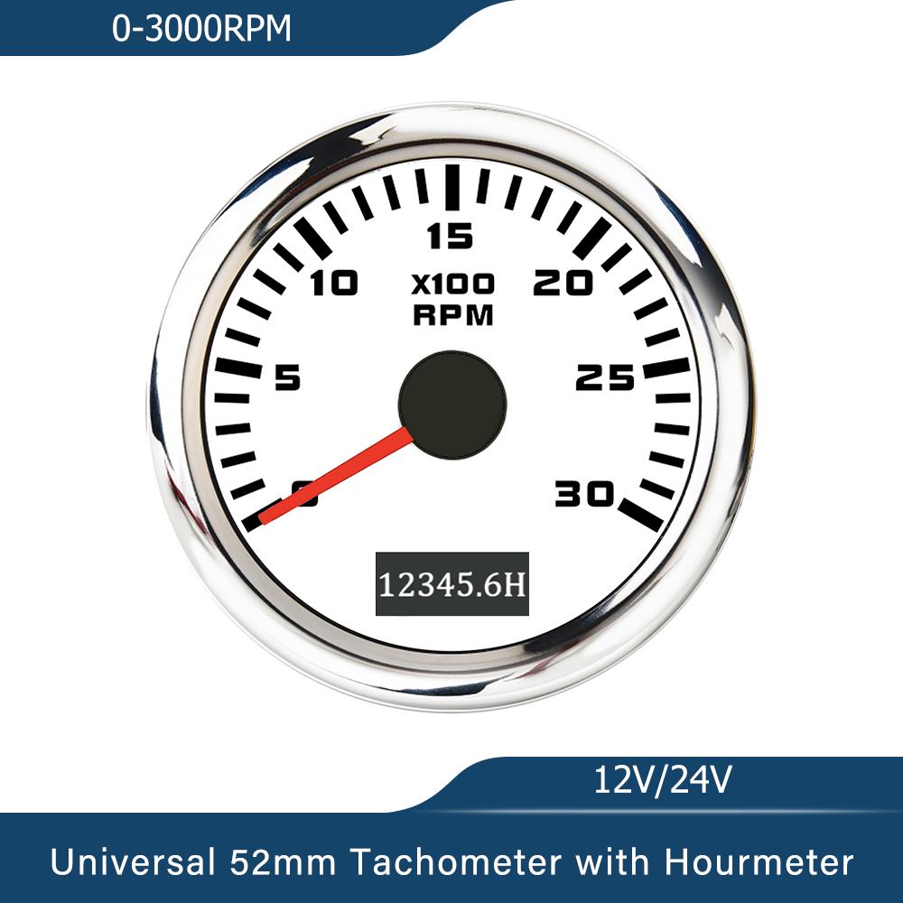 New Universal 52mm Tachometer RPM Meter 0-3000RPM 4000RPM 6000RPM 7000RPM 8000RPM with Backlight 9-30V for Car Boat Yacht