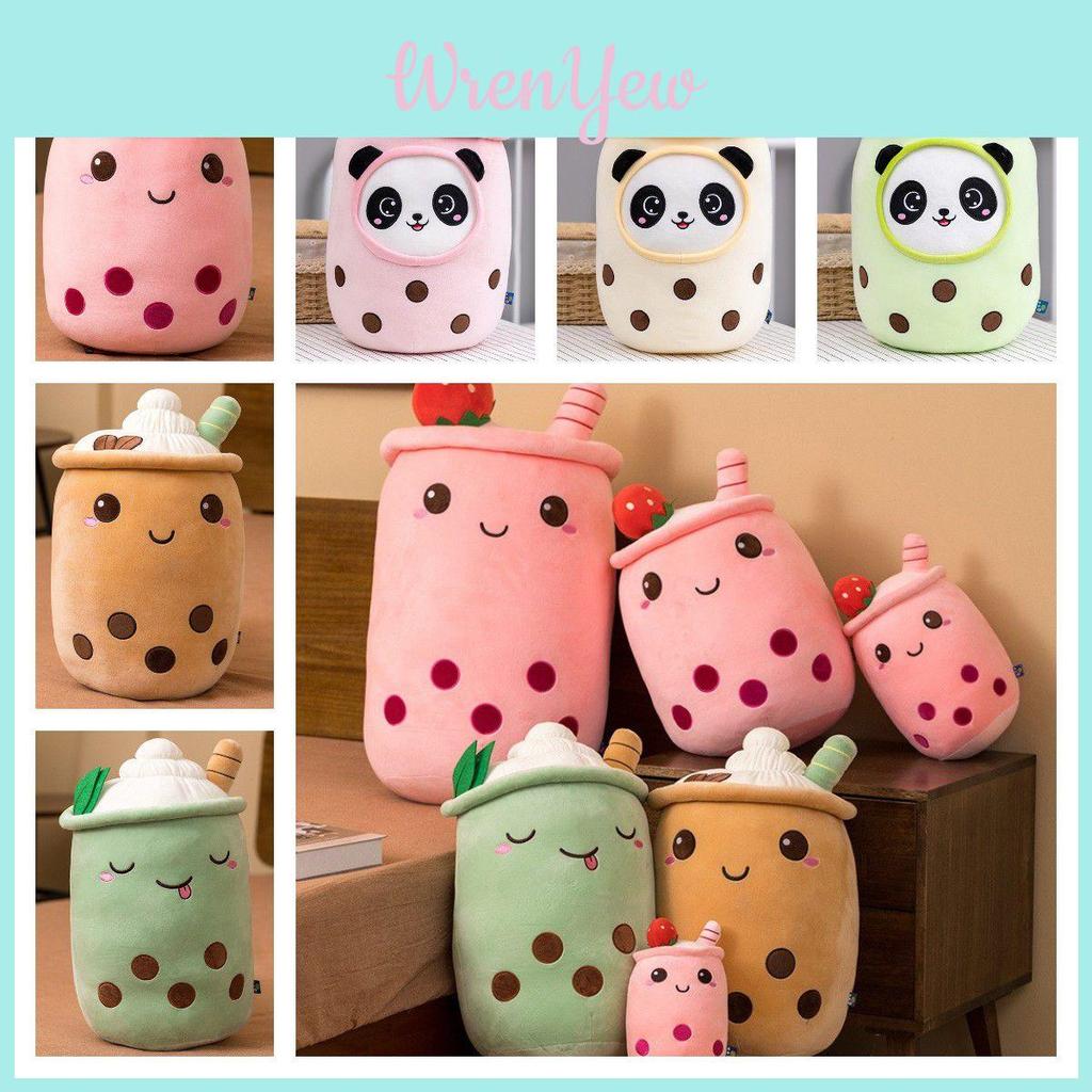 Cute Pearl Milk Tea Pillow With Panda Design Soft And Cuddly Perfect For Anniversary Gift 9.05in-27.55in