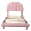 90x200cm Single Bed, Children's Bed, Youth Bed, Upholstered Bed, Wooden Slatted Frame, Fleece Imitation, Pink