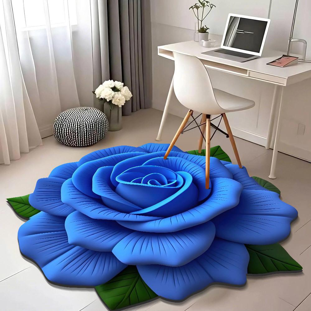 Гостиная дома 3d трехмерный напольный коврик цветочный напольный коврик кристальный бархатный ковер круглый домашний лепестки пиона коврик особой формы