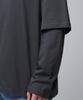MUSINSA STANDARD Oversized Crew Neck Layered Sleeve T-Shirt [Dark Gray]