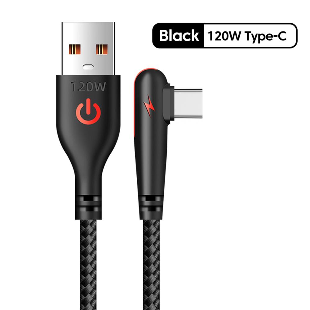 6A 120W Угловой USB Type-C кабель 90 градусов Быстрая зарядка Кабель для передачи данных Высокоскоростной кабель для передачи данных Type C Быстрая зарядка Зарядный провод