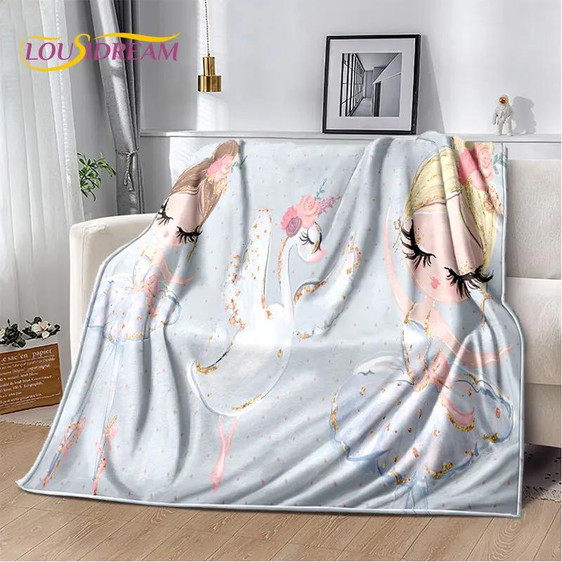 Cute Ballet Girl Ballerina Unicorn Cartoon Soft Plush Blanket,Flannel Blanket Throw Blanket for Living Room Bedroom Sofa Picnic