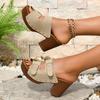 Large Size Thick High-heeled Slippers Women's Summer New Belt Buckle Rivet Slippers Zhuotian Sandals