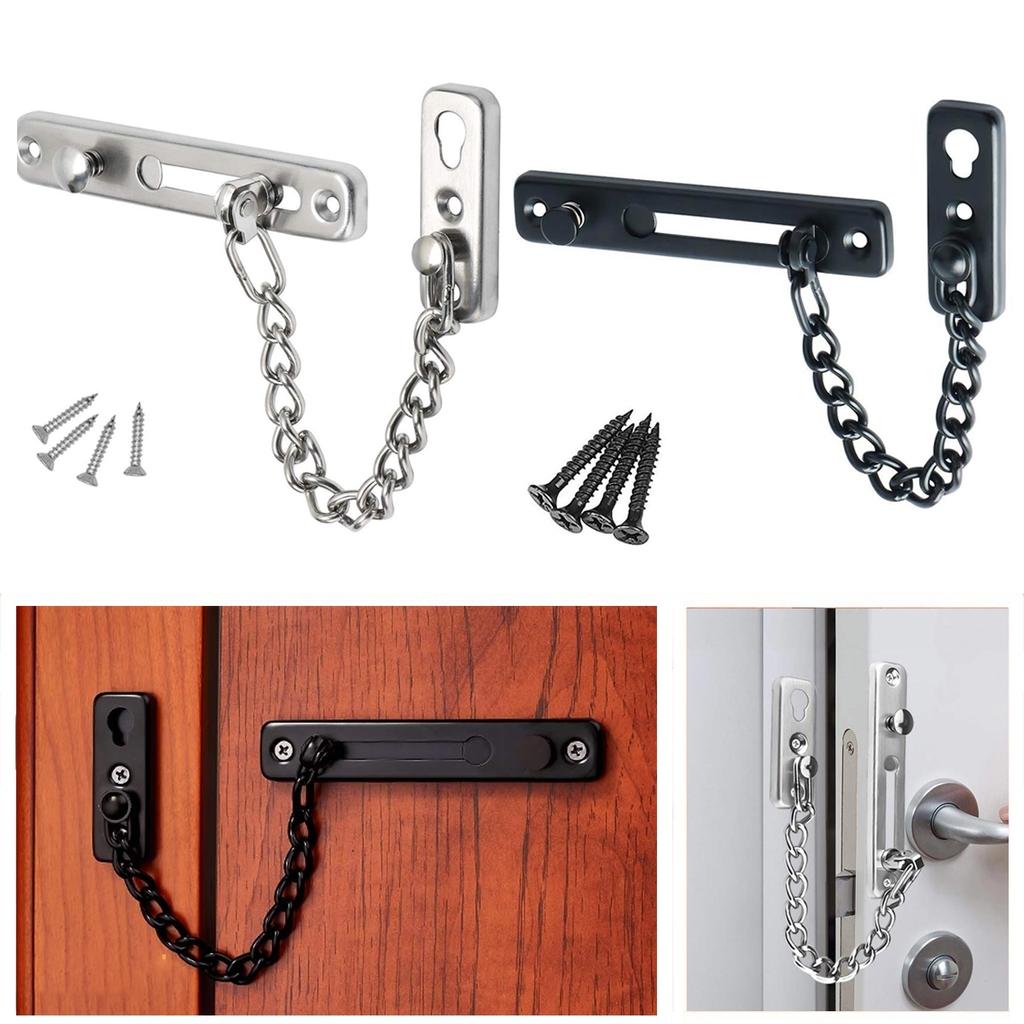 Sliding Chain Door Lock with Security Spring Anti-theft Button Heavy Child Anti-theft Front Door Chain Lock