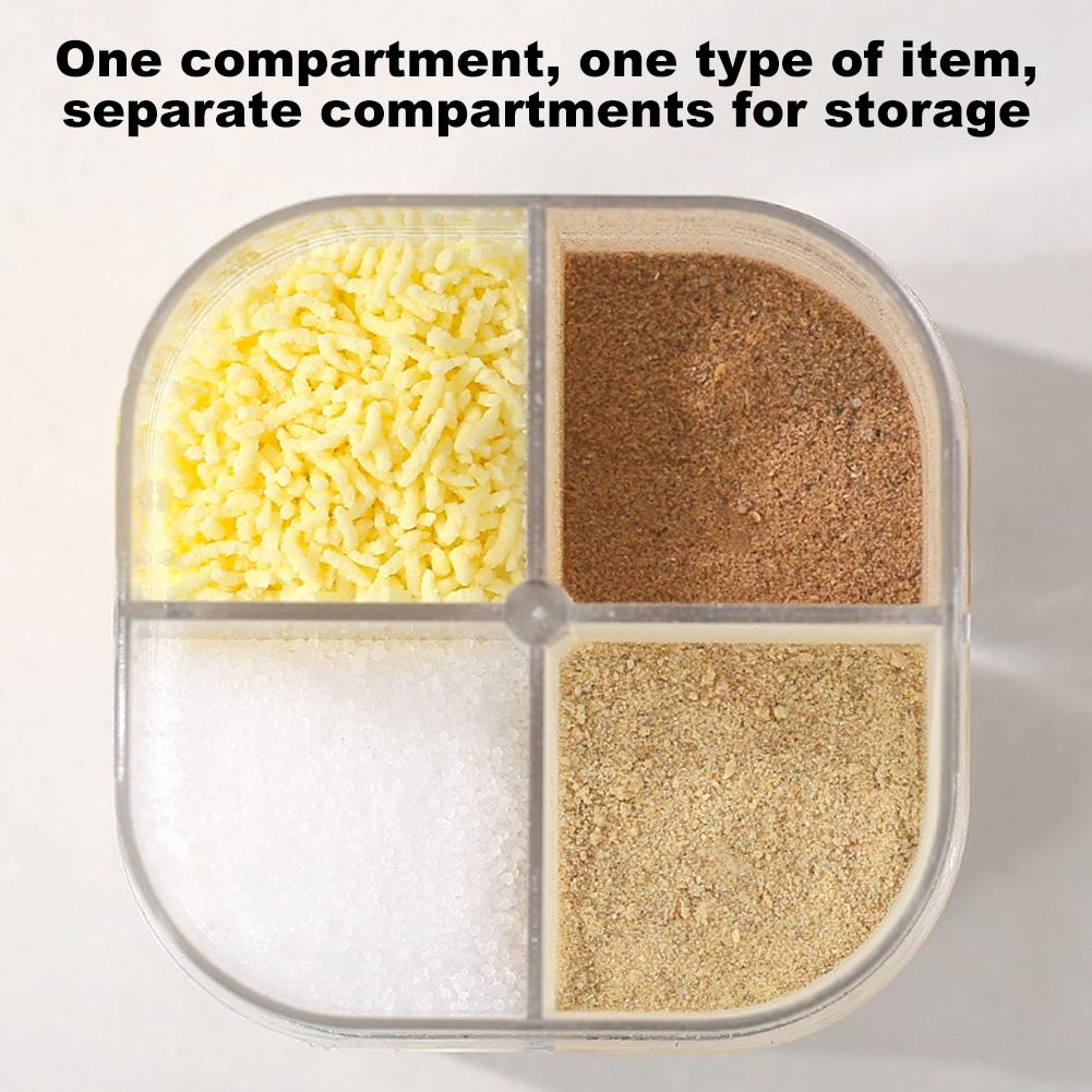 Контейнер для специй 4-в-1 4 секции Переворачивающаяся банка для специй с крышкой Солонка и перечница для путешествий, кемпинга, пикника