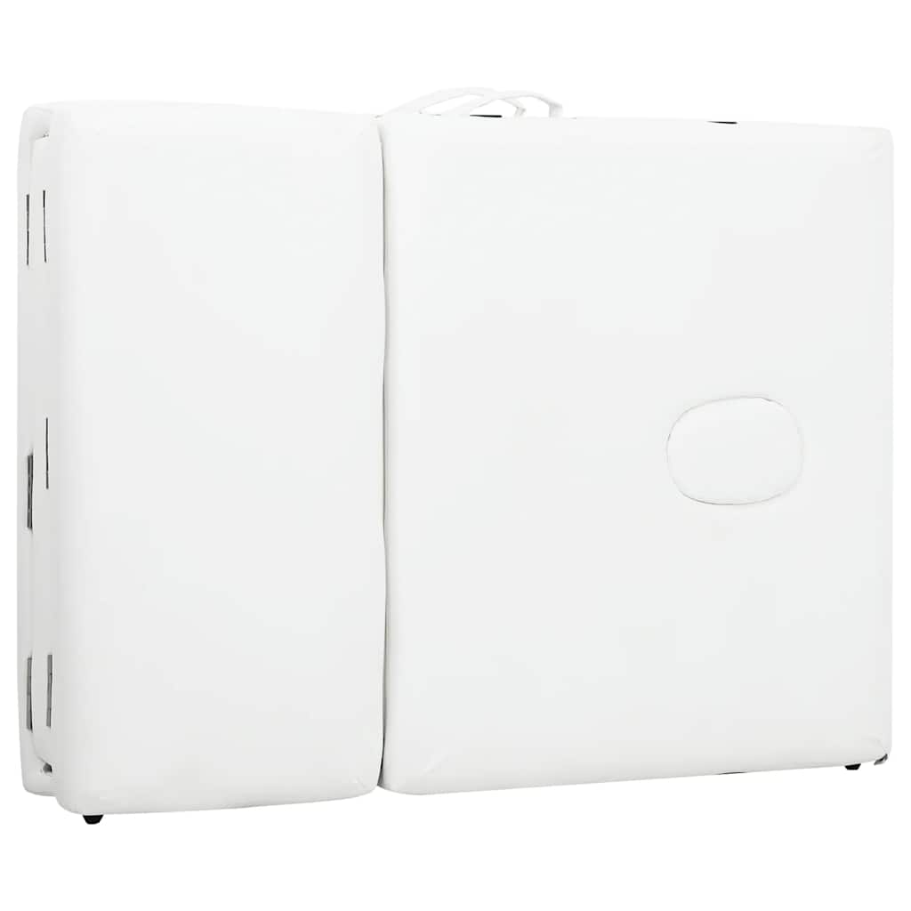 Massage table with aluminum frame foldable 4 zone cream white white