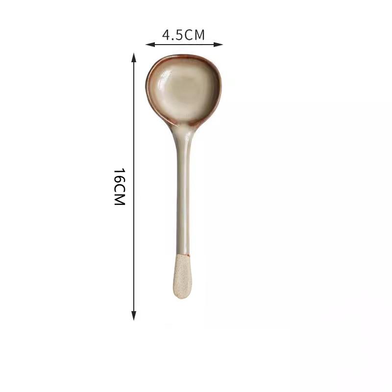 Japanese Coarse Pottery Spoon Household High Appearance Level Small Spoon Long Handle Coffee Cup Spoon Soup Spoon Porridge Spoon4