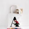 Black Capital Letter Print Women's Canvas Shoulder White Bag Ladies Fashion Casual Reusable Shopping Large Capacity Tote Bag