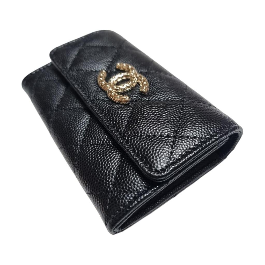 Chanel Classic Diamond Pattern Snap Closure Caviar Lambskin Card Holder Women accessories Black AP4093-B16988-94305