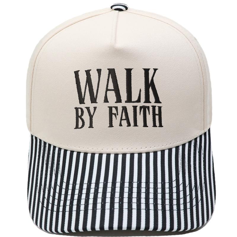 WALK BY FAITH Truck driver hat embroidered retro leopard print color matching baseball cap for men and women casual