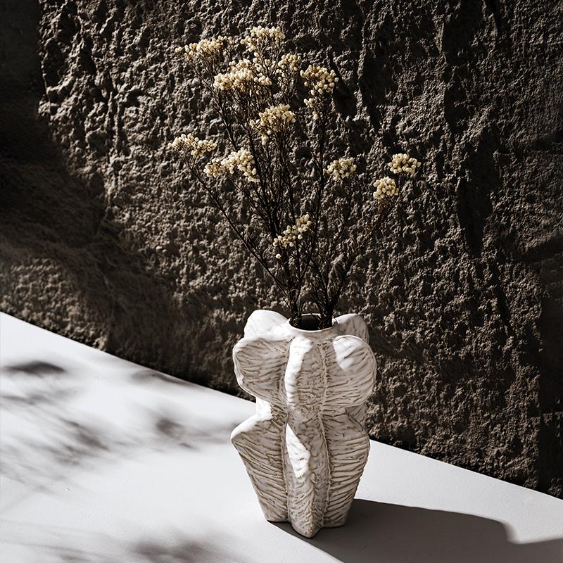 French retro ceramic vase cream wind living room creative dining table hydroponic flower arrangement decorative floral ornaments