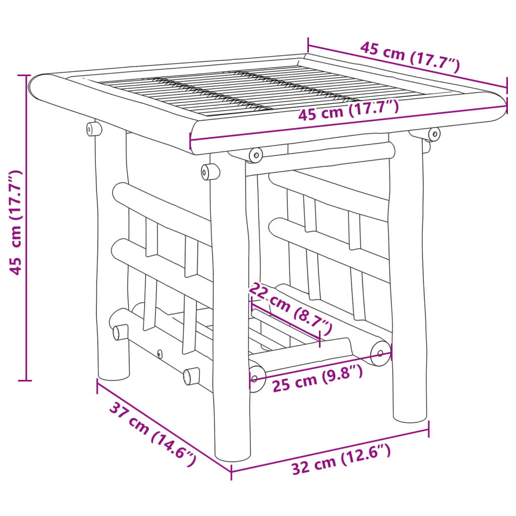 Side Table 45 x 45 x 45 cm Bamboo