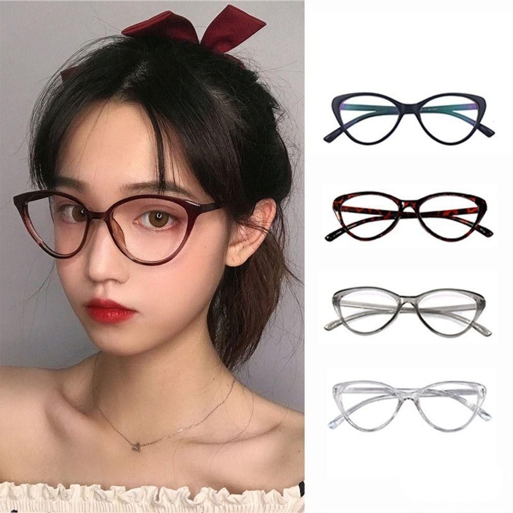 Retro Cat Eye Glasses for Women Blue Light Blocking Computer Reading Eyewear Clear Lens Black Frame Fashion