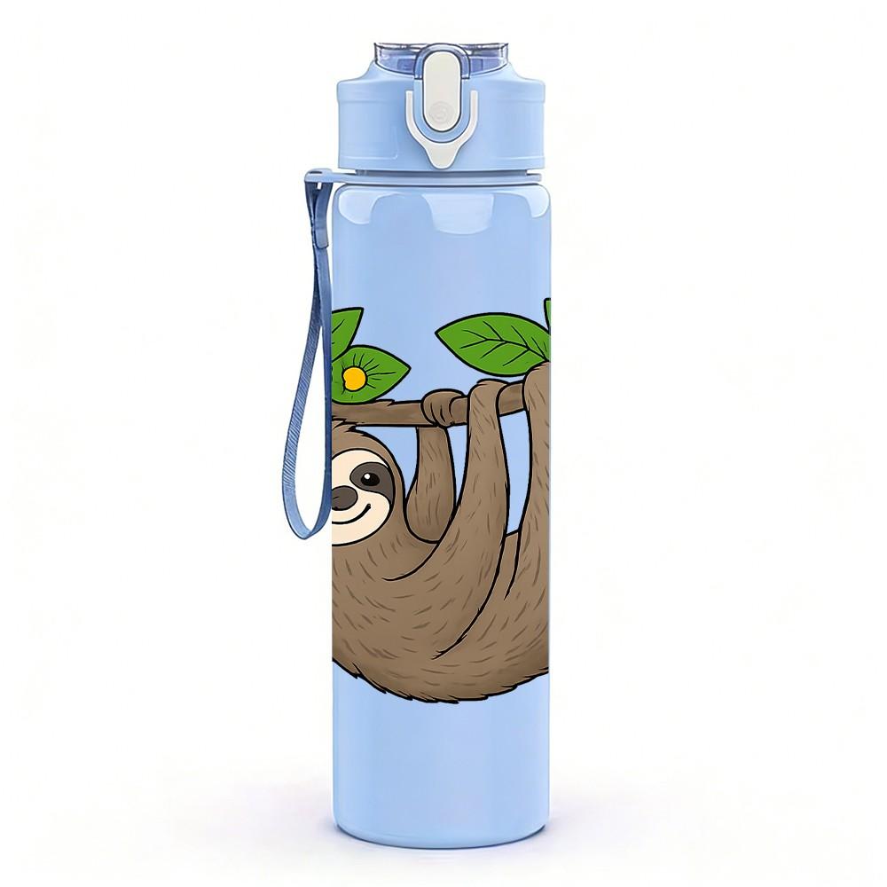 1PC Flower Sloth Hanging Branch 750ml Color Plastic Sports Water Bottle Leakproof Flip Straw Lid Suitable for Sports Office Home Use