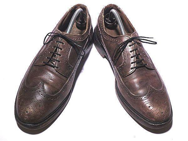 60s-70s Rare Vintage/TOWNCRAFT/Outer V-Cleat Long Wingtip Shoes/11D/B 28.0-28.5/Brown/American Brogue(USED)