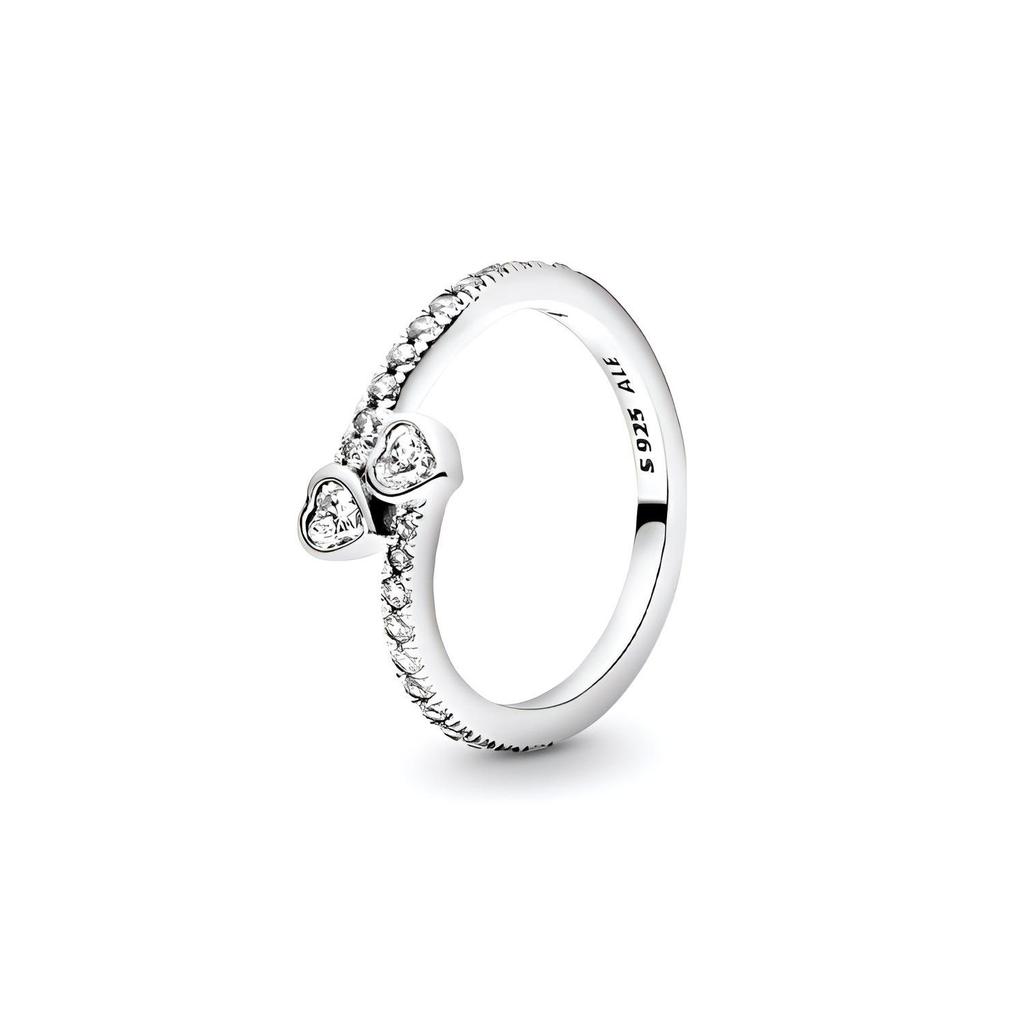Pandora Elegant 925 Silver Shining Heart Ring Women rings 191023CZ