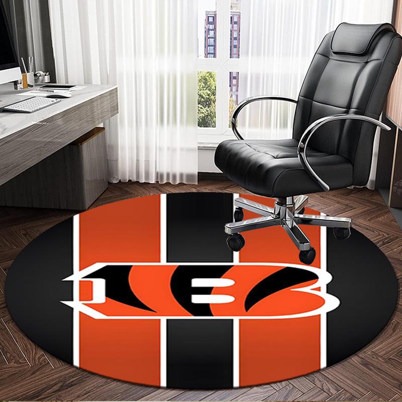 Bengals Team Logo Artwork Round Rug for Livingroom,Bedroom, Palyroom, Chair Rug, Area rug, Circle Carpet, Large Size Fan Christmas gift