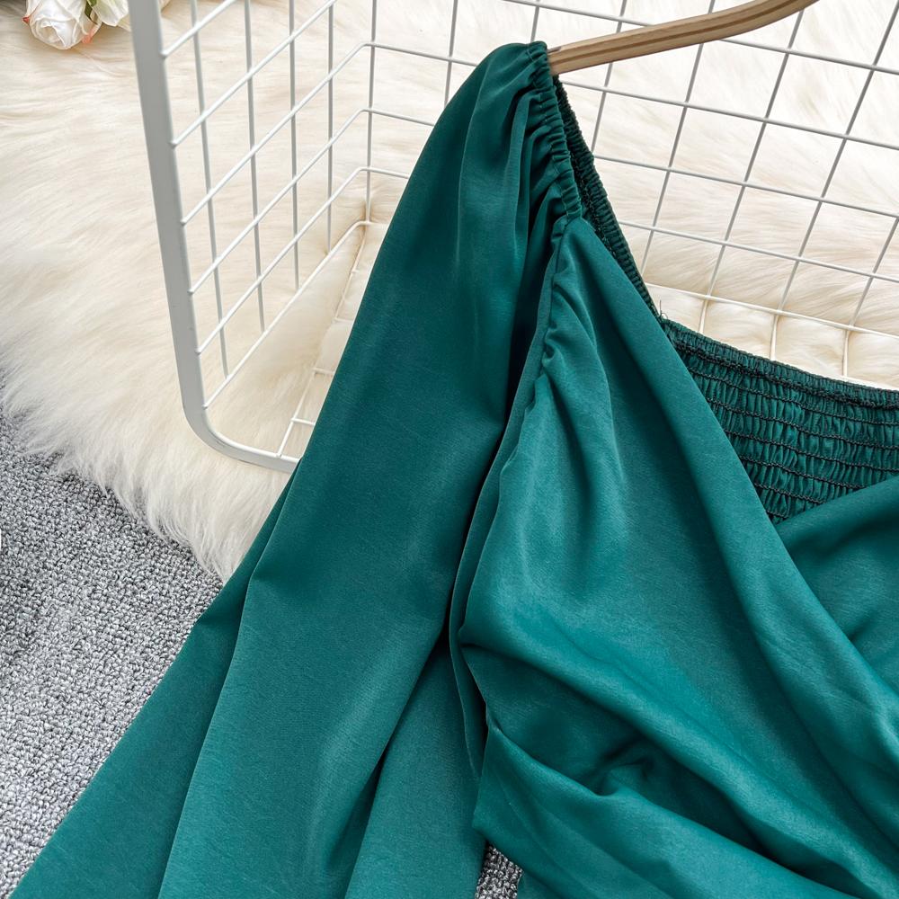 YYFS Женские модные повседневные весенне-осенние однотонные блузки и рубашки с v-образным вырезом и длинным рукавом с принтом