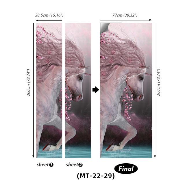 PVC Full Door Stickers Wall Decoration Bedroom Kids Room Cartoon 3D Wallpaper Abstract Line Wardrobe Home Renovation Art Murals