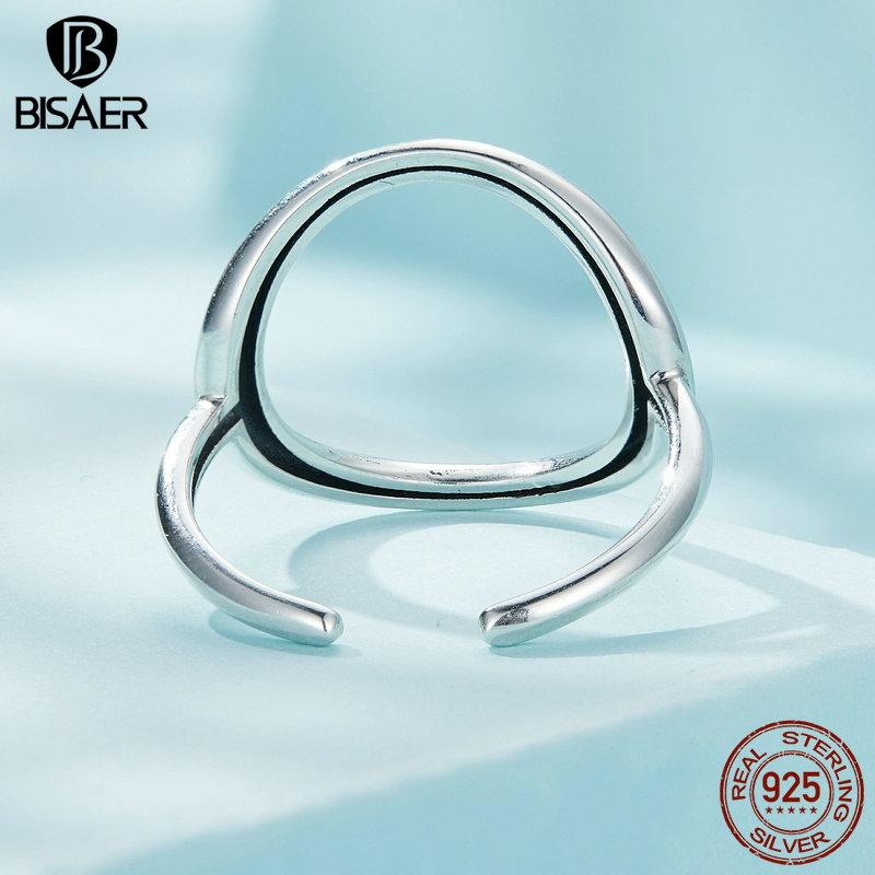 Bisaer Огромные открывающиеся кольца из стерлингового серебра 925 пробы в стиле самсара для женщин, европейское простое геометрическое кольцо, ювелирное изделие для свадебной вечеринки, подарок