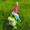 Cartoon Garden Gnomes Figurine Funny Dwarf Sculpture Creative Gnome Riding Frog Statue  Home