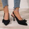 Fashion Sexy Big Bowknot Sling Back Pumps Women 2025 New Summer Thin High Heels Shoes Women Pointed Toe Party Shoes