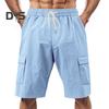 Мужские летние шорты, однотонные, повседневные, стандартного покроя, с эластичными поясами, завязками, дышащие, карго-шорты