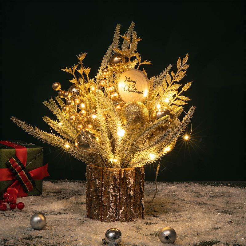 Wooden PE Bark Texture Christmas Tree Desktop Ornament: Festive Home Decoration