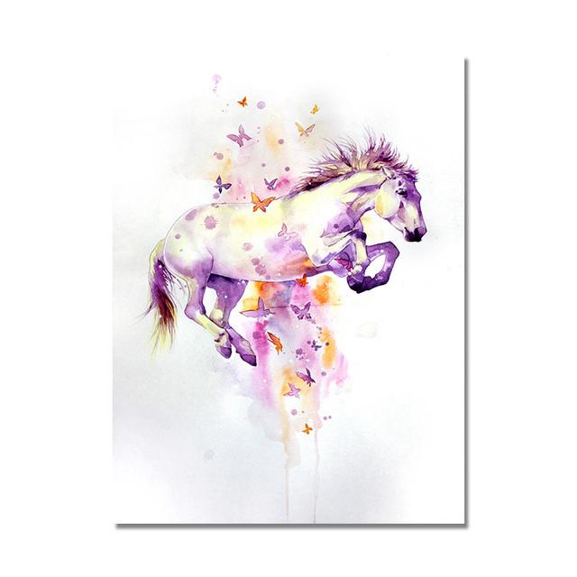Акварель дикое животное абстрактная бегущая лошадь холст картина плакат Декор принты настенные художественные фотографии гостиная украшение дома