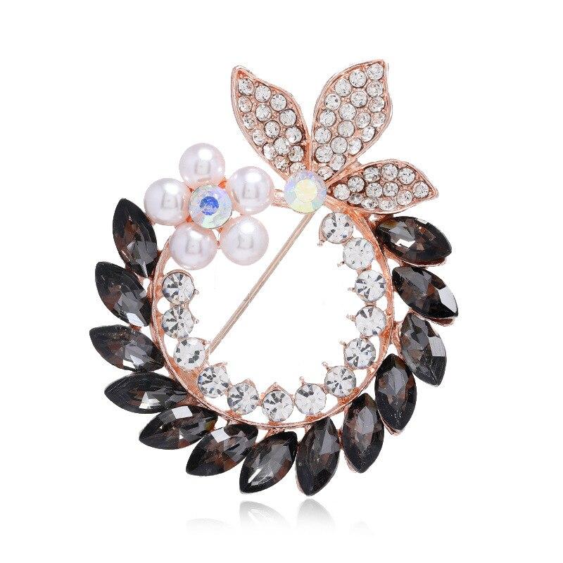 Blucome Броши-цветы со стразами для женщин, элегантная свадебная булавка, корсаж, зимние украшения, 5 цветов, высокое качество