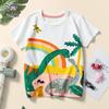 Детская летняя футболка с коротким рукавом, новая, для мальчиков, с динозавром, белая, хлопковая, топы