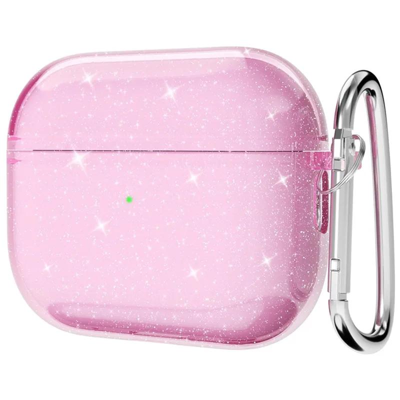 Блестящий мягкий чехол для наушников TPU для Airpods 4 2024 Pro 2 2-го поколения Air Pods 3 1 3-го поколения с аксессуаром-брелком
