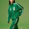 adidas Originals Трилистник с принтом Трехцветная полоска Воротник-стойка Спортивная куртка с длинными рукавами Топы унисекс Зеленый IT4483