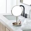 Двустороннее косметическое зеркало Металлическое отделка сатиновый никель Увеличительное Поворот на 360 градусов Настольное зеркало для макияжа Современный дизайн Прочное