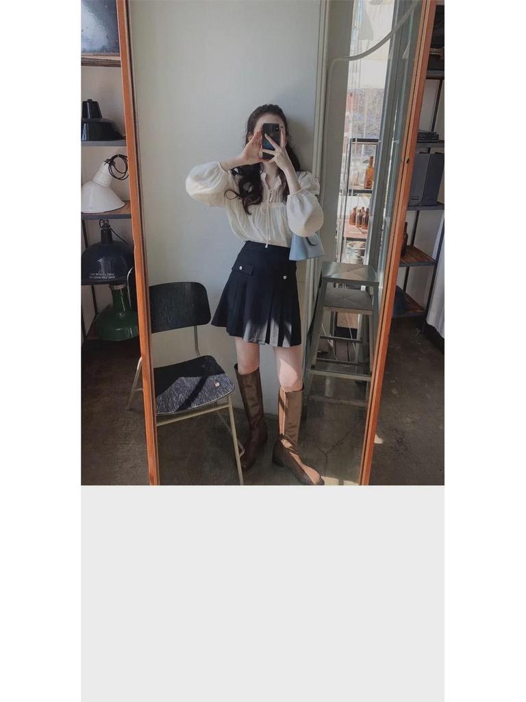 Женский корейский шикарный плиссированный кружевной солнцезащитный топ с длинными рукавами - новый нежный весенний стиль