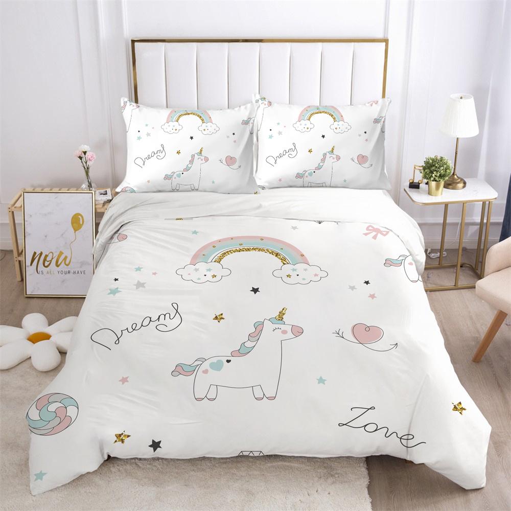 Комплект постельного белья с 3D принтом единорога, комплект постельного белья одного размера, высококачественный полиэстер, декор для детской спальни