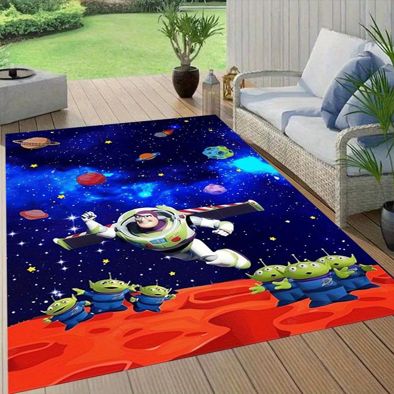 1pc Buzz Lightyear Pattern Area Rug Soft Flannel Floor Mat for Living Room,Office,Bedroom and Carpet,Sofa Coffee Table Floor Mat