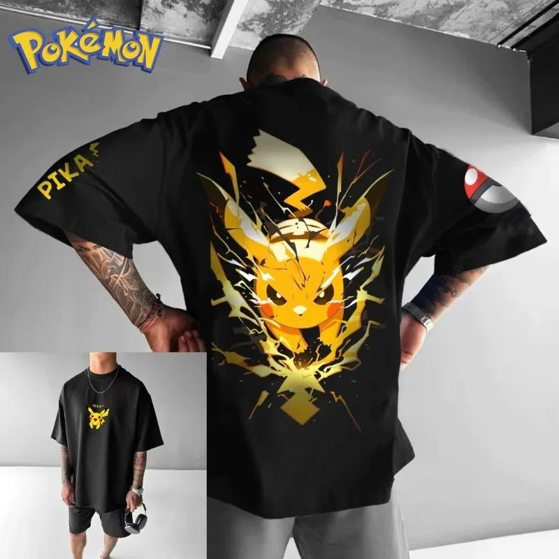 Harajuku Style Loose Casual ShortSleeved TShirt Pokémon Cartoon Pikachu Print Unisex Y2K Trend Versatile Top for Men And Women