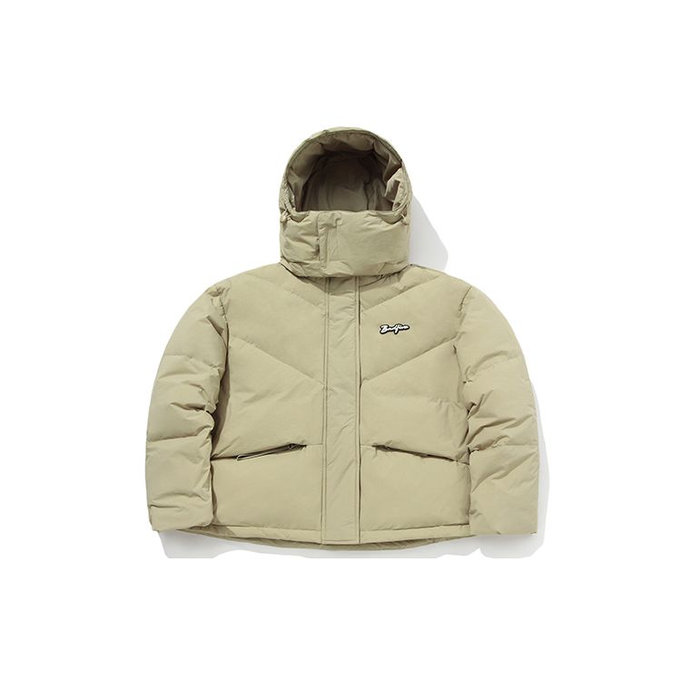 Li Ning Badfive Basketball Series Short Hooded Warm Down Jacket Women Outerwear Medium-Khaki AYMQ414-1