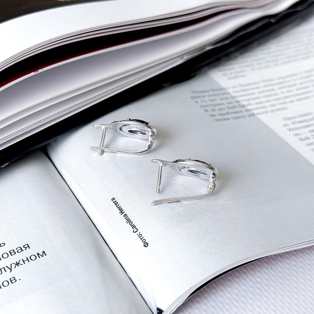Серебряные серьги с натуральным сапфиром 3.62ct, фианитами (2162636)