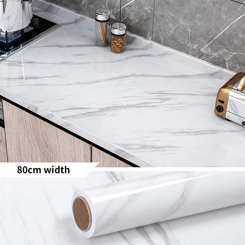 Pvc Thickened Water-Repellent And Oil-Proof Marble Wall Cover Self-Adhesive Sticker Bathroom Cabinet Cooktop Desktop Decorative Film
