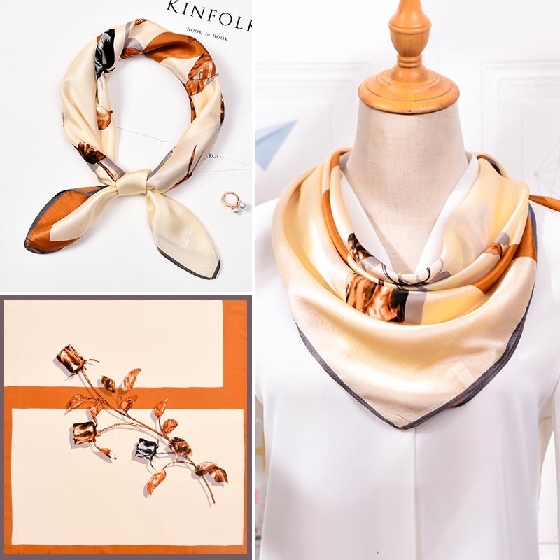 100% Real Silk Neck Scarf For Women Print Silk Square Scarf Neckerchief Fashion Bufanda  New Elegant Foulard Femme 65x65cm