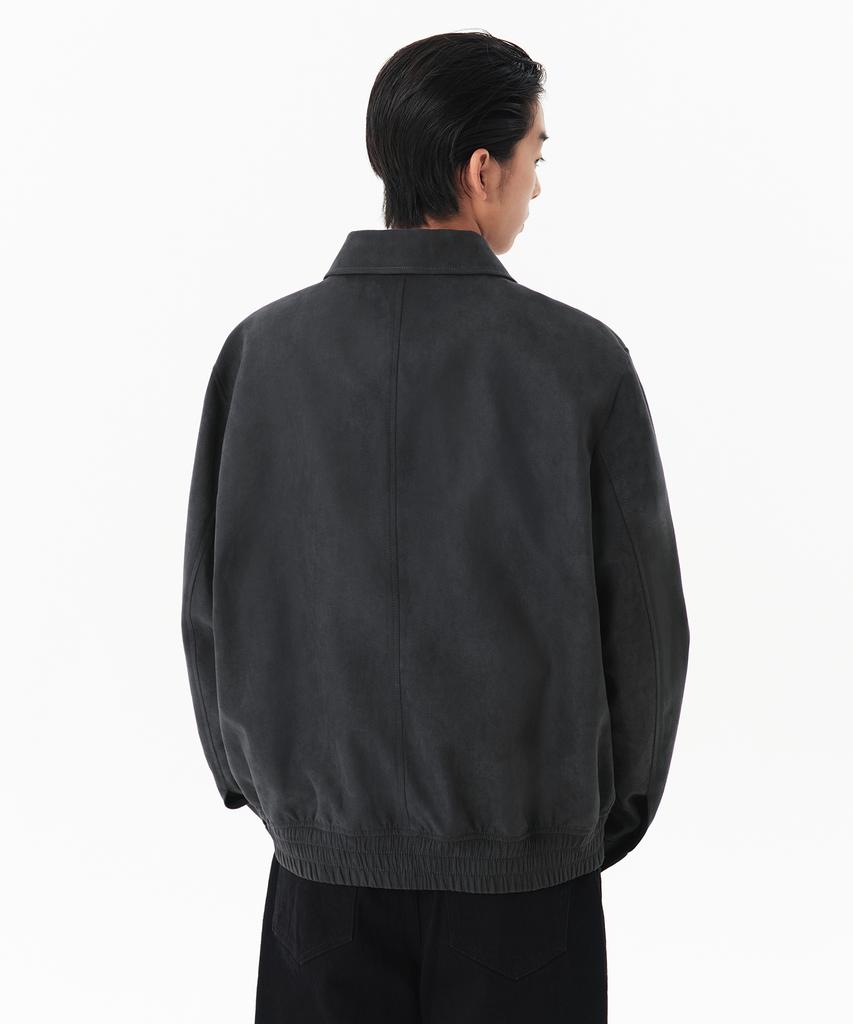 Musinsa Standard Synthetic Suede Minimal Blouson Jacket [Dark Grey]
