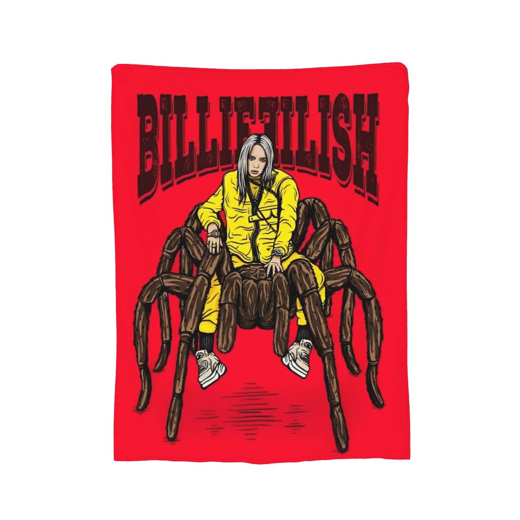 Плед из флиса с изображением известной певицы B-Billie-Girl E-Eilish, легкий, для дивана или кресла.