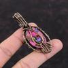 Натуральный Кингман Розовый Георгин Бирюзовый Кулон Кулон, обернутый медной проволокой Кулон Глаз Дьявола Кулон из драгоценного камня ручной работы Проволочные украшения из лунного камня