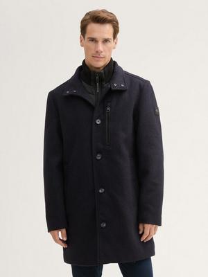 Зимняя куртка Tom Tailor 2 в 1 Mantel mit Wolle (1042475) темно-синий в мелкую елочку