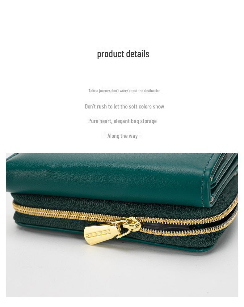 Женский короткий кошелек на молнии 2024 года: Компактный двойной кошелек с отделением для монет и карточек