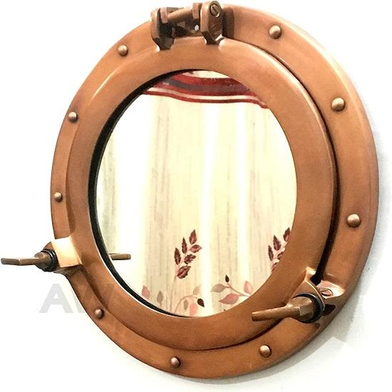 Handmade Aluminum Copper Antique Wall Mirror Porthole Nautical Ship Wall
