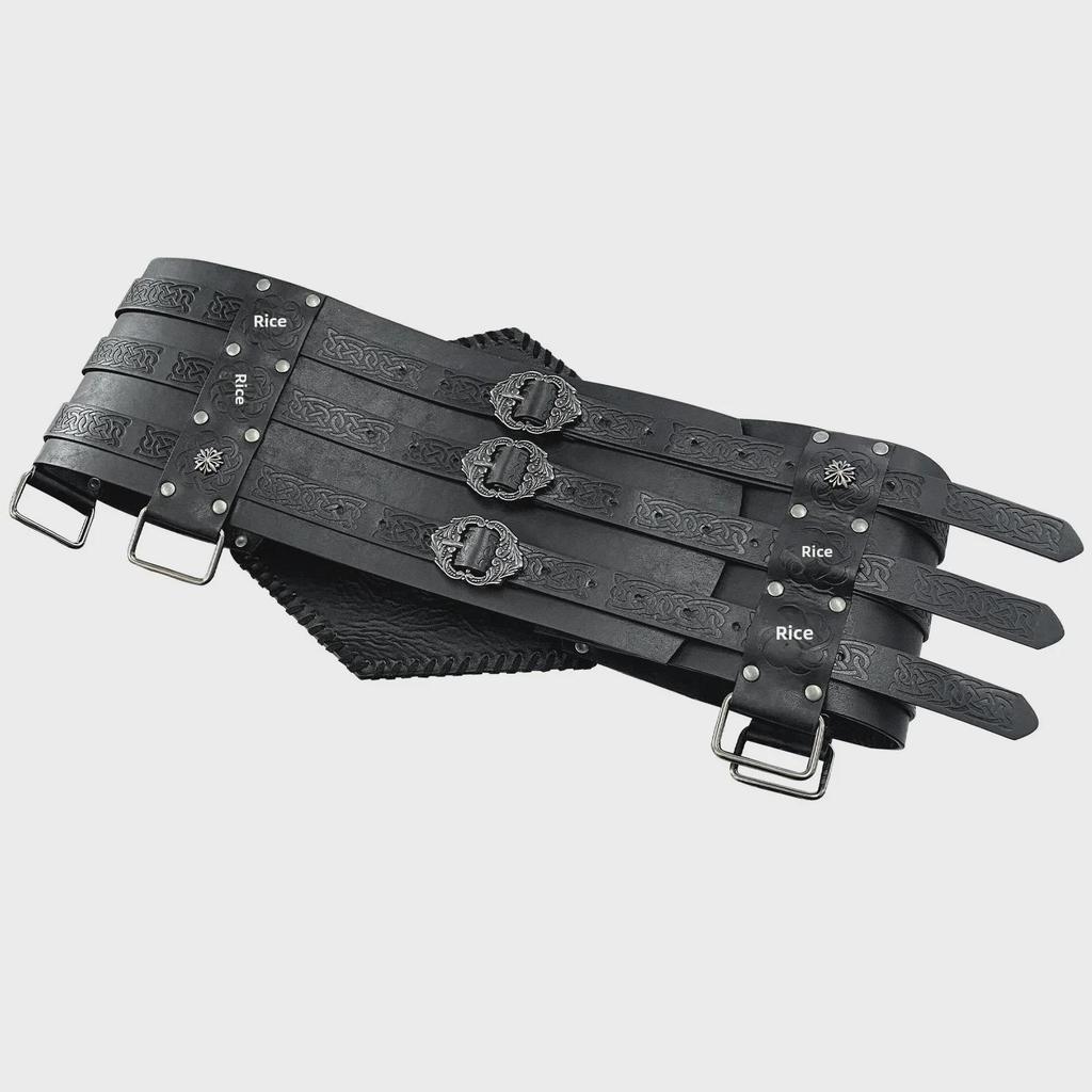 Nordic Viking Thor's Hammer Embossed Wide Medieval Waist Belt